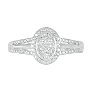 Composite Oval Diamond Accent Split Shank Ring in Sterling Silver|Peoples Jewellers
