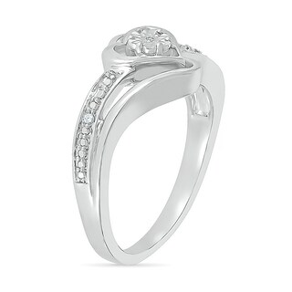 Diamond Accent Heart Split Shank Bypass Ring in Sterling Silver|Peoples Jewellers