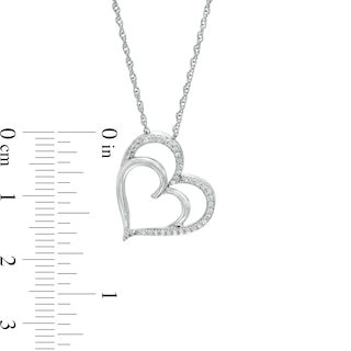 0.085 CT. T.W. Diamond Double Heart Pendant in Sterling Silver|Peoples Jewellers