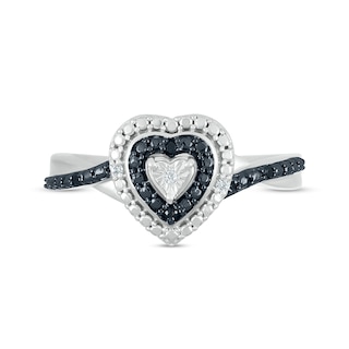 Diamond Accent Double Heart-Shaped Frame Twist Shank Ring in Sterling Silver|Peoples Jewellers
