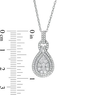 0.69 CT. T.W. Composite Pear Diamond Double Teardrop Frame Doorknocker Pendant in 10K White Gold|Peoples Jewellers