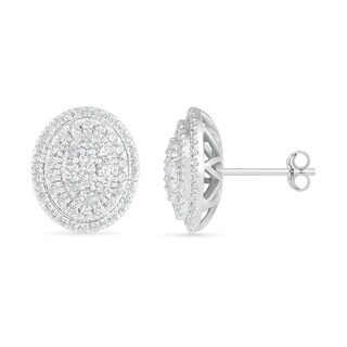 0.69 CT. T.W. Composite Oval Diamond Frame Stud Earrings in 10K Gold|Peoples Jewellers
