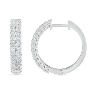 CT. T.W. Diamond Double Row Hoop Earrings in 10K Gold|Peoples Jewellers