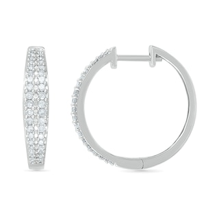 0.45 CT. T.W. Diamond Double Row Hoop Earrings in 10K Gold|Peoples Jewellers