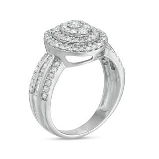 0.95 CT. T.W. Composite Oval Diamond Double Frame Ring in 10K Gold|Peoples Jewellers