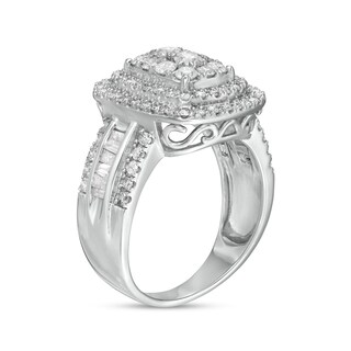 1.45 CT. T.W. Composite Diamond Double Cushion-Shaped Frame Ring in 10K Gold|Peoples Jewellers