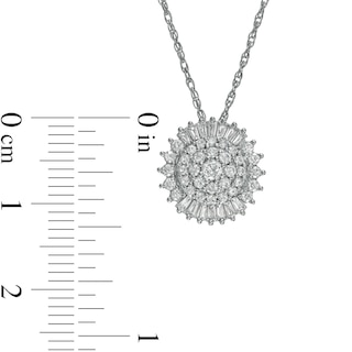 0.50 CT. T.W. Composite Diamond Frame Sunburst Pendant in 10K White Gold|Peoples Jewellers