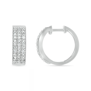 0.95 CT. T.W. Diamond Triple Row Hoop Earrings in 10K White Gold|Peoples Jewellers