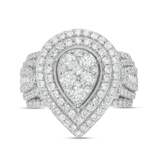 2.00 CT. T.W. Composite Diamond Double Pear-Shaped Frame Vintage-Style Engagement Ring in 10K White Gold|Peoples Jewellers