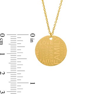 Etched Sentiments "HOPE", "FAITH", "LOVE" and "FAMILY" Medallion Pendant in 10K Gold|Peoples Jewellers