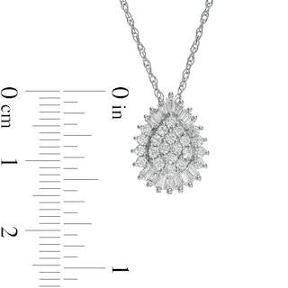 0.50 CT. T.W. Composite Pear-Shaped Diamond Double Frame Sunburst Pendant in 10K White Gold|Peoples Jewellers