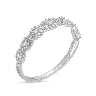 0.065 CT. T.W. Baguette and Round Diamond Vintage-Style Anniversary Band in 10K Gold|Peoples Jewellers