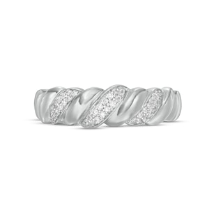0.116 CT. T.W. Diamond Twist Anniversary Band in Sterling Silver|Peoples Jewellers