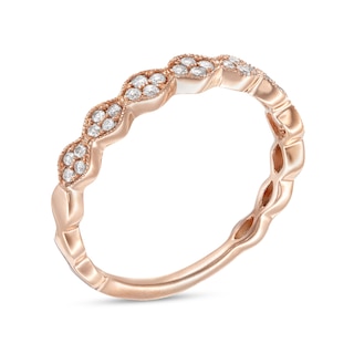 0.16 CT. T.W. Quad Diamond Vintage-Style Anniversary Band in 10K Rose Gold|Peoples Jewellers