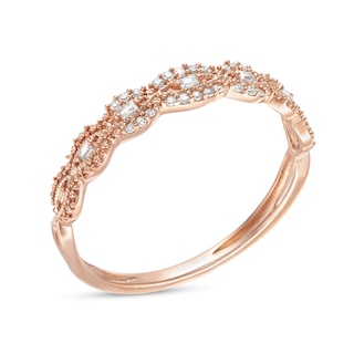 0.065 CT. T.W. Baguette and Round Diamond Vintage-Style Anniversary Band in 10K Rose Gold|Peoples Jewellers
