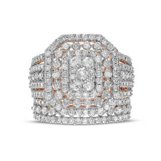 2.18 CT. T.W. Composite Diamond Triple Octagonal Frame Multi-Row Bridal Set in 10K Rose Gold|Peoples Jewellers