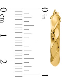 22.0 x 17.0mmmm Twist Tube Oval Hoop Earrings in 14K Gold|Peoples Jewellers
