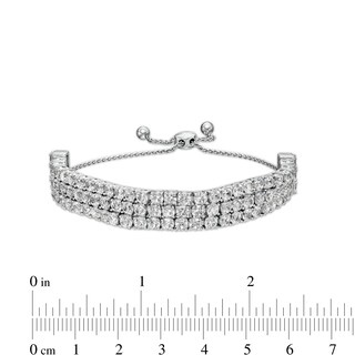 3.0mm White Lab-Created Sapphire Triple Row Bolo Bracelet in Sterling Silver - 9"|Peoples Jewellers