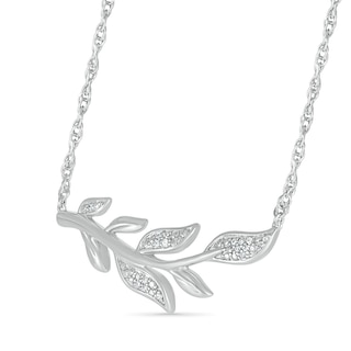 0.04 CT. T.W. Diamond Seven Leaf Branch Necklace in Sterling Silver|Peoples Jewellers