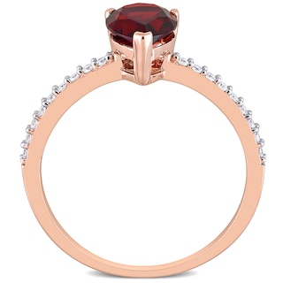 Pear-Shaped Garnet and 0.14 CT. T.W. Diamond Ring in 14K Rose Gold|Peoples Jewellers