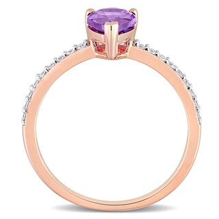 Pear-Shaped Amethyst and 0.14 CT. T.W. Diamond Ring in 14K Rose Gold|Peoples Jewellers