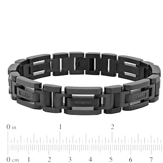 Men's 0.15 CT. T.W. Black Enhanced Diamond Triple Row Link Bracelet in Stainless Steel with Black IP - 8.75"|Peoples Jewellers