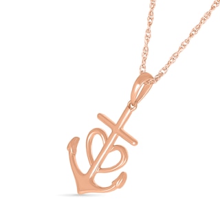 Heart Anchor Pendant in 10K Rose Gold|Peoples Jewellers