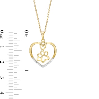 Diamond Accent Paw in Heart Pendant in Sterling Silver with 14K Gold Plate|Peoples Jewellers