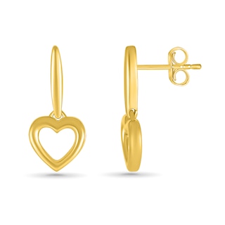 Heart Outline Drop Earrings in 10K Gold|Peoples Jewellers