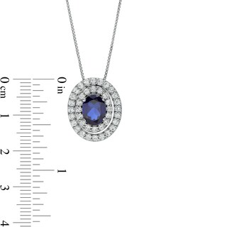 Oval Blue and White Lab-Created Sapphire Convertible Pendant in Sterling Silver|Peoples Jewellers