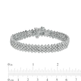White Lab-Created Sapphire Multi-Line Bracelet in Sterling Silver - 7.25"|Peoples Jewellers