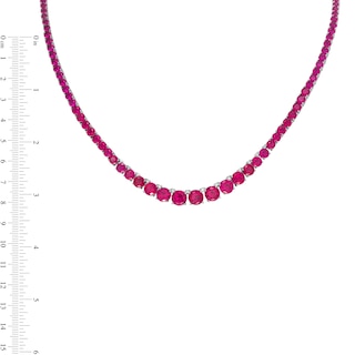 Lab-Created Ruby Graduated Tennis Necklace in Sterling Silver|Peoples Jewellers