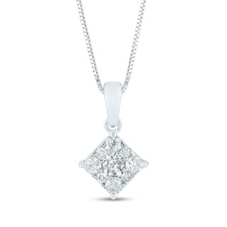 0.50 CT. T.W. Composite Diamond Tilted Square Pendant in 10K White Gold|Peoples Jewellers
