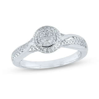 0.25 CT. T.W. Composite Diamond Frame Twist Shank Ring in 10K White Gold|Peoples Jewellers