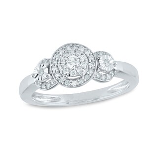 0.25 CT. T.W. Composite Diamond Frame Three Stone Ring in 10K White Gold|Peoples Jewellers