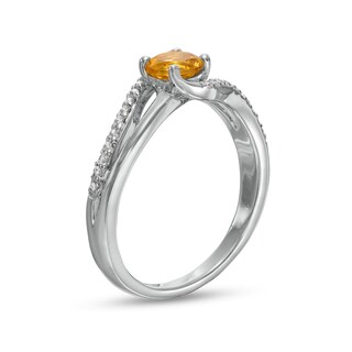 5.0mm Citrine and White Lab-Created Sapphire Bypass Split Shank Ring in Sterling Silver|Peoples Jewellers
