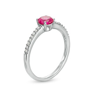 5.0mm Lab-Created Ruby and White Sapphire Ring in Sterling Silver|Peoples Jewellers