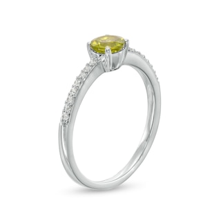 5.0mm Peridot and White Lab-Created Sapphire Ring in Sterling Silver|Peoples Jewellers