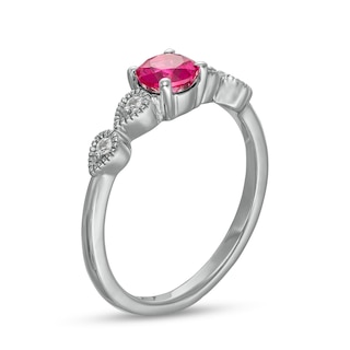 5.0mm Lab-Created Ruby and White Sapphire Teardrops Ring in Sterling Silver|Peoples Jewellers