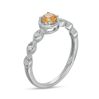 4.0mm Citrine and 0.04 CT. T.W. Diamond Marquise Ring in 10K White Gold|Peoples Jewellers