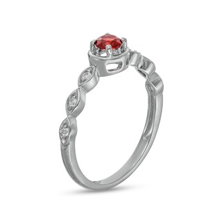 4.0mm Garnet and 0.04 CT. T.W. Diamond Marquise Ring in 10K White Gold|Peoples Jewellers