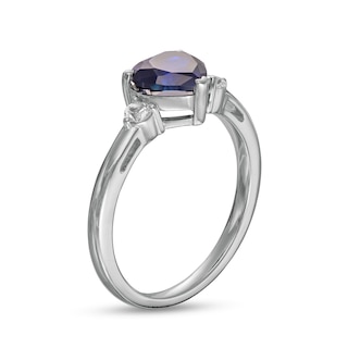 Heart-Shaped Blue and White Lab-Created Sapphire Ring in Sterling Silver|Peoples Jewellers