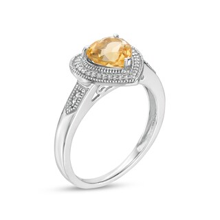 Heart-Shaped Citrine and 0.04 CT. T.W. Diamond Frame Vintage-Style Ring in Sterling Silver|Peoples Jewellers