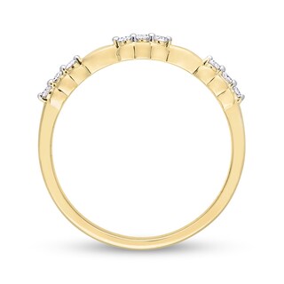 0.09 CT. T.W. Diamond Trio Station Promise Ring in Sterling Silver with Yellow Rhodium|Peoples Jewellers