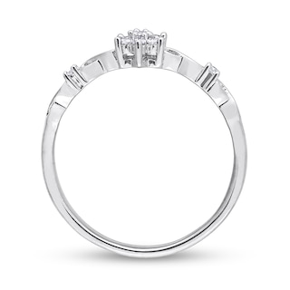 0.09 CT. T.W. Diamond Flower Infinity Shank Promise Ring in Sterling Silver|Peoples Jewellers