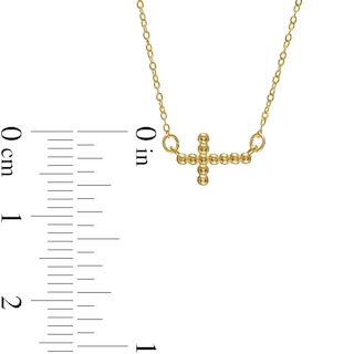 Sideways Diamond-Cut Bead Cross Necklace in 10K Gold - 17"|Peoples Jewellers
