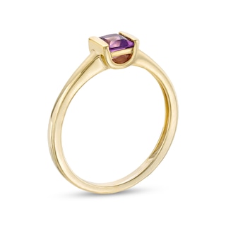 4.0mm Princess-Cut Amethyst Solitaire Channel-Set Ring in 10K Gold|Peoples Jewellers
