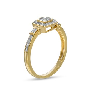 0.16 CT. T.W. Composite Cushion-Shaped Diamond Frame Promise Ring in 10K Gold|Peoples Jewellers