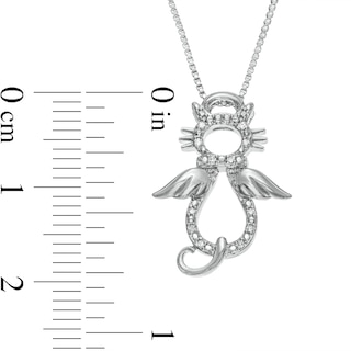 Diamond Accent Angel Cat Pendant is fashioned in Sterling Silver|Peoples Jewellers