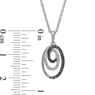 0.16 CT. T.W. Black Enhanced and White Diamond Oval Spiral Pendant in Sterling Silver|Peoples Jewellers